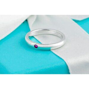 Tiffany & Co. Elsa Peretti Pink Sapphire Stackable Band Ring Sterling Silver Siz